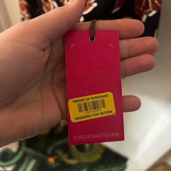 Vince Camuto Asymmetrical Black and Red Floral Dress - Picture 6 of 7